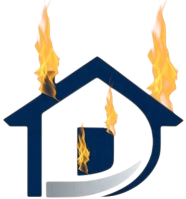 house on fire logo Mold, fire or water damage